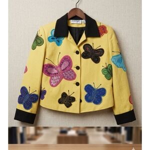 Vibrant Vintage 90s Anage Beaded Butterfly Jacket Wearable Art